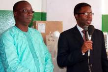 Dr. sagoe-moses making a brief statement before handing over the medical equipment to the hon. minister