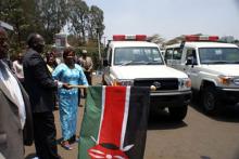 03 Minister with Dr Jack flagging off the ambulances