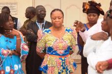 Inspection at the Jiboro site coMs. Ade Mamonyane and Ms. S. Ceesay listen-ing attentively to the briefing of the contractormpleted