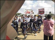 School children marching in Dar Es Salaam to commemorate WNTD 2009.