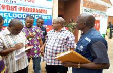 The Permanent Secretary Dr Kumba (2nd right) being briefed by the medical team including Dr Alli (right), the  WHO Benue State Coordinator