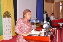 Hon. Ummy Mwalimu, Minister of Health of Tanzania (left) and the Permanent Secretary for Health, Dr. Mpoki Ulisubisya (right), delivering remarks during the launch ceremony