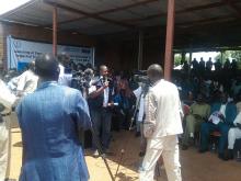 Mr Liyosi addressing the community during the ESPEN launching ceremony. Photo WHO. 