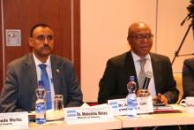 R to L Dr Akpaka Kalu, Representative to WHO Ethiopia in his address and Dr Mebratu Meles, State Minister to Ministry of Industry