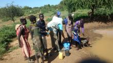 A stagnant pond used by the communities for drinking