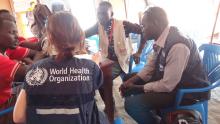 Ms Marina and Dr Barnaba providing technical support to partners working in the Protection of Civilians (PoC) stabilization center