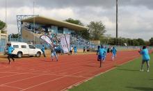 Men from different sub-landboads on a 100m race competition