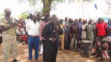 Hon Minister of Health, Dr Riak Gai Kok addressing the community in Yirol East.