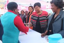 Minister of Health with WHO and UNICEF Country Representatives during the launch of the campaign