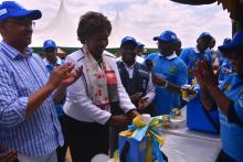 MOH Chief Administration Secretary Dr Rashid Aman,Governor Ngilu and  WHO's Dr Kibet Sergon preside over the Round Two Polio campaign launch which targeted 2.8 million children