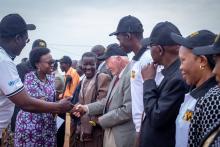 Ministry of Health Officials and Development Partners receive the Minister of Health at the launch