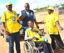 National Immunization ambassador Kipchumba with Garissa counterpart celebrate the event with Drs Chris Kamugisha, WHO, and Sammy Mahugu, MOH