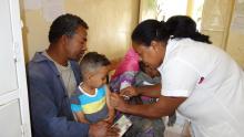 A child being vaccinated