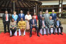 Dr Tedros and WHO senior leadership with President Uhuru Kenyatta (seated 3rd left) and MOH officials