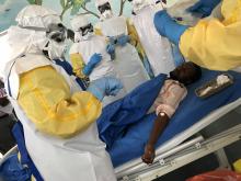 Labeling and triple packaging of blood samples, Rubavu-Rugerero Ebola Treatment Center 