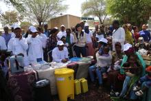 Children waiting for vaccination during MCV2 launching