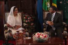 Dr. Tigest meeting with the President of Zanzibar, Dr. Ali Mohamed Shein