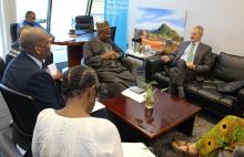 USA Ambassador Cloud (right) in a discussion with WCO Botswana team led by Dr Ovberedjo (to his right)