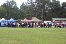 Members of the public queuing to receive free medical services