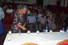 Candle lighting by  Dr Julitta Onabanjo, Regional Director, East and Southern Africa, UNFPA to commemorate the 25th anniversary of the 1994 Rwanda Genocide against the Tutsi