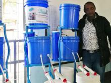 Dr Hilonga with his filtering system