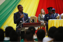 Dr Owen Kaluwa welcomes the official launch of the malaria vaccine pilot on behalf of WHO. Credit: WHO/Francis Kokoroko