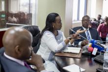 Minister of Health, Dr Diane Gashumba responding to medias