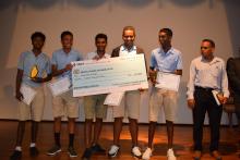 Students of the New Eton College receiving second runner up prize (excequo)
