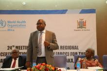 The Minister of Health Dr. Chitalu Chilufya opening the meeting