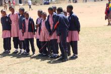 School children reciting a poem on rabies