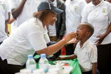 Opening ceremony_Deworming by WHO Representative, Dr  Kasonde Mwinga