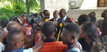 Dr Modjirom Ndoutabé, coordonnateur de l’équipé régionale d’intervention rapide de l’OMS pour l’Afrique, face à la presse