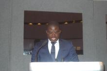 Dr Awoussi Sossinou, Secrétaire Général du Ministère de la Santé et de l'hygiène Publique, ouvrant l'atelier