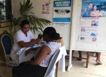 A patient being consulted by a nurse at the Anse Aux Pins Health Centre - Early detection, diagnosis and management of NCDs will be strengthened through the Seychelles PEN