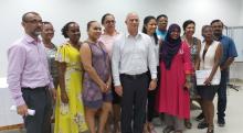 Group photo of the Technical Working Group with the Minster of Health Jean Paul Adan (centre) and CEO of Health Care Agency Dr Danny Louange (first left)