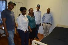 Director of Health Services, Immigration Oficer, WR, Minister and Port Health officer in the Tlokweng Isolation Room at Botswana-South Africa Border Post