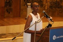 RD donnant son allocution lors du sommet