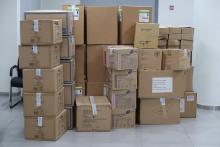 PPE consignment in boxes delivered at the Ministry of Health