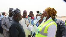 Port health services screening arriving passegners for temperature at Maiduguri international airport._Photo_WHO_C.Onuekwe_