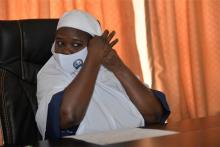 03 The provost, College of Nursing and Midwifery, Maiduguri Rukaiya Shettima demonstrating wearing a face mask in compliance to COVID-19 protective measures.    
