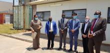 (L-R)  Ms Diana Nciwa Kolala, representing Honorary Consul to Zambia, , WHO Representative, Dr. Nathan Bakyaita , Permanent Secretary- MOH,Dr. Kennedy Malama, and Mr Jae Ick Jung, Chairman of the Korean Association in Zambia. 