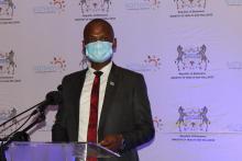 Hon. Dr Edwin Dikoloti (Minister of Health and Wellness) officially launching the National Integrated Community-Based Health Services (ICBHS) guideline
