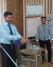 Trained Health workers facilitating capacity building workshop to strengthen the knowledge and skills of the school health club members on standard precautions regarding hand hygiene and respiratory hygiene