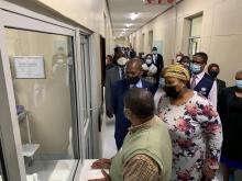 Minister of Health, Dr Zweli Mkhize, Eastern Cape MEC of Health Ms Sindiswa Gomba, WHO Representative in South Africa, Dr Kaluwa inspecting the newly renovated 100-bed Covid-19 ward at Dora Nginza Hospital in Nelson Mandela Metro.