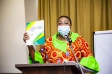 Honourable Deputy Minister for Health, Madam Tina Mensah officially launching the strategic document