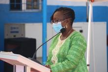 Dr. Wilhelmina Jallah, Minister of Health making remarks during the commissioning of the National Polio EOC in Monrovia