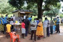Residents line up to receive yellow fever vaccine