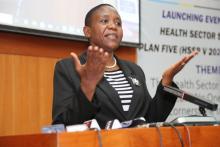 The Minister for Health, Hon. Dorothy Gwajima, speaking during the event