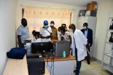 The team being briefed on the LMIS at Mendefera Hospital