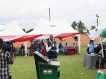 WHO SC, Dr Linus Okoro giving his remark at the flag-off